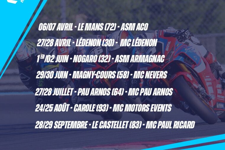 le calendrier du championnat de France FSBK