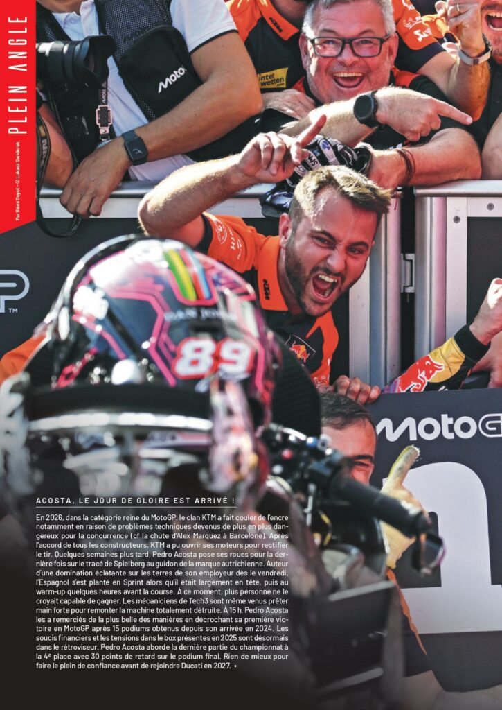 Pedro Acosta et l’équipe KTM célèbrent sa première victoire en MotoGP à Spielberg